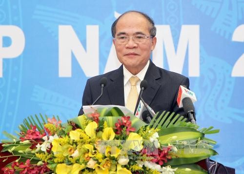 Chủ tịch Quốc hội Nguyễn Sinh Hùng chỉ đạo công tác Văn phòng Quốc hội năm 2015 - ảnh 1